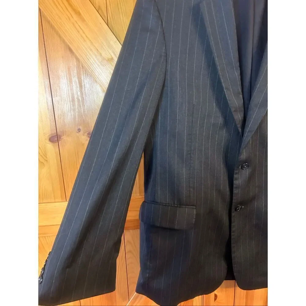 Jos A Bank Men’s Lined Charcoal Pinstripe100% Wool Blazer Suit Coat Size 44LG (5